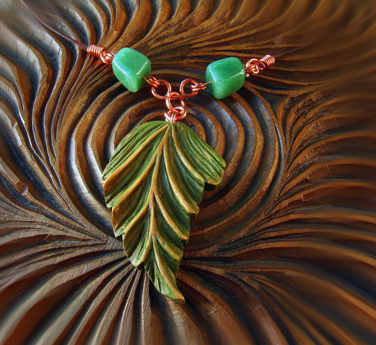 GREEN LEAF PENDANT with TOURMALINES