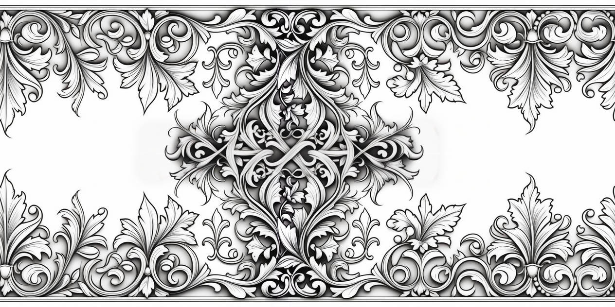 design tracery calligraphic foliage rococo lineart by byDEPOST on ...