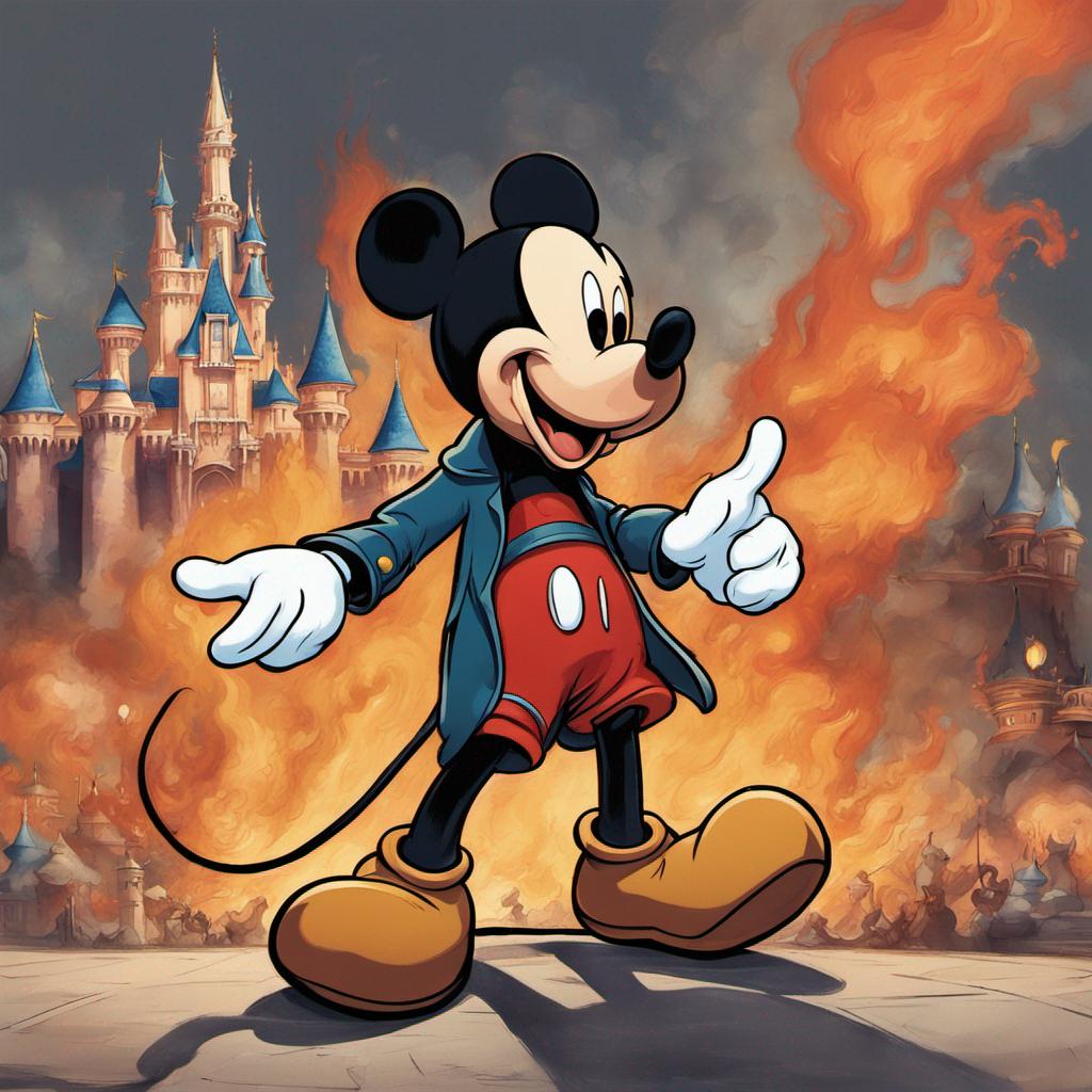 Mickey Mouse Leaving a Burning Disneyland by HumblyMyBrain on DeviantArt