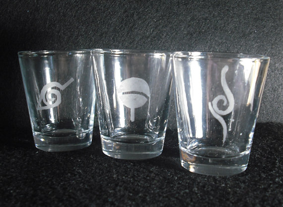 Naruto etched shotglasses