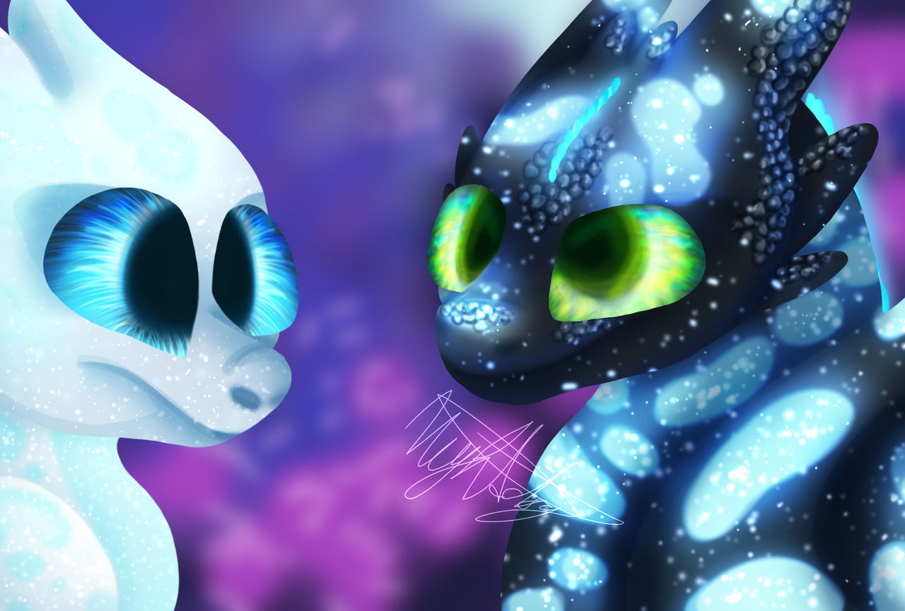 Toothless And Light Fury By NightDogSketch On DeviantArt toothless-and-light-fury-by-nightdogsketch-on-deviantart