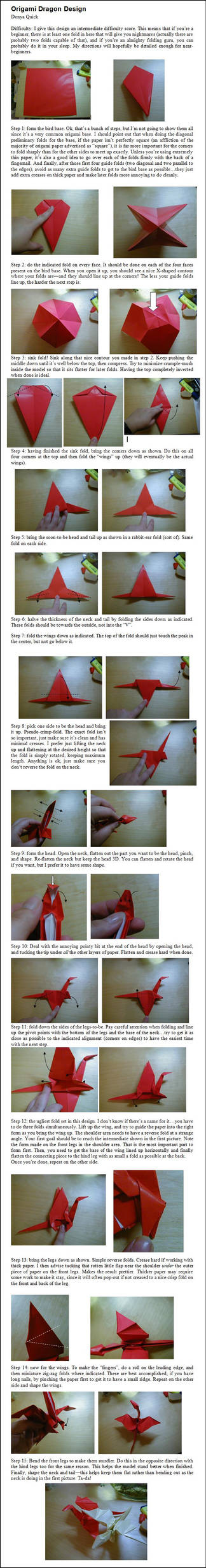 Origami Dragon - Instructions by DonyaQuick