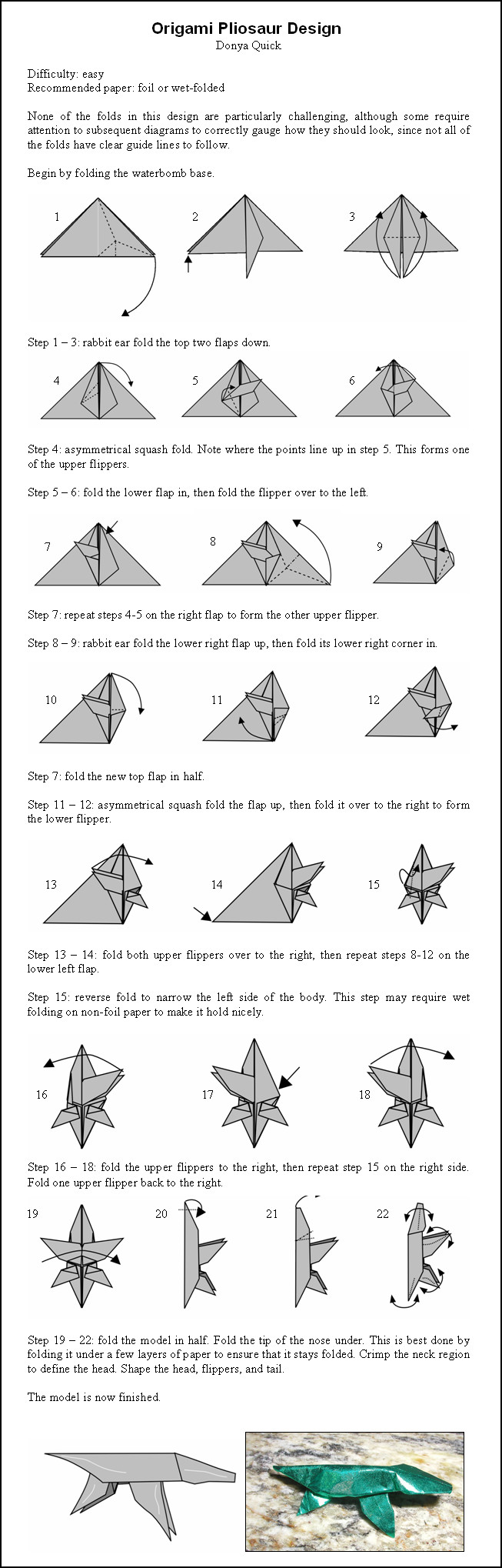 Origami Pliosaur Instructions