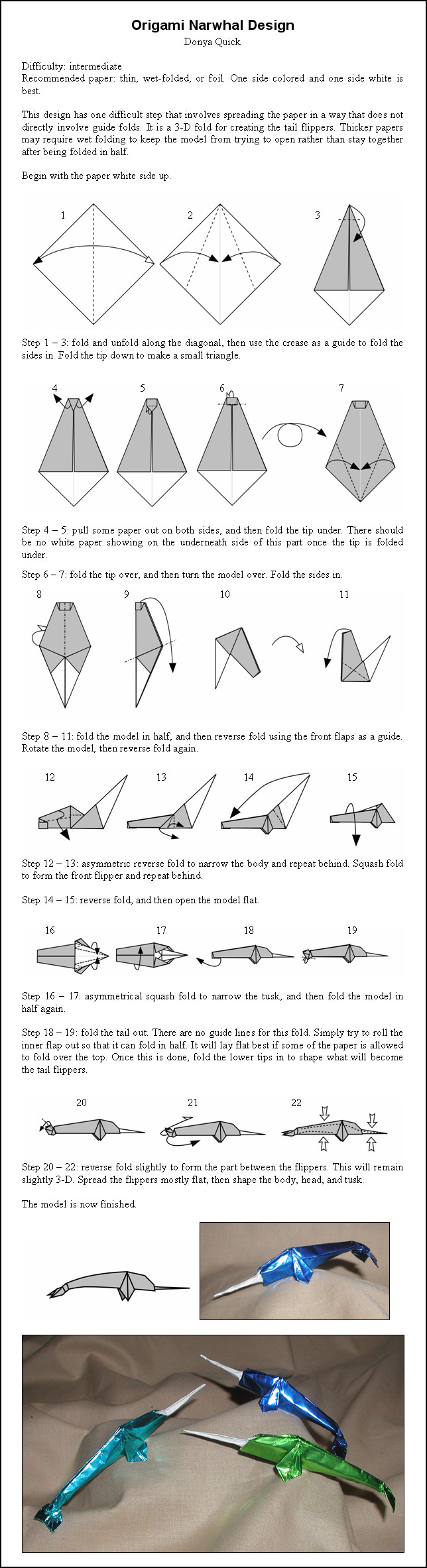 Origami Narwhal Instructions by DonyaQuick on DeviantArt