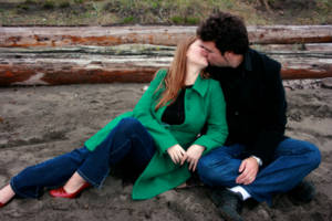 M+B Kissing on Beach