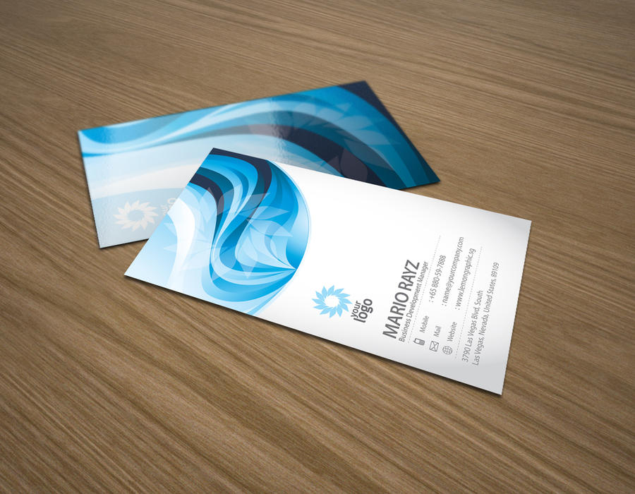 Liquid blue business card