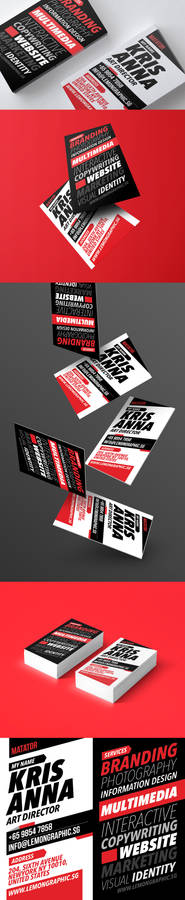 Matator red typography business card design