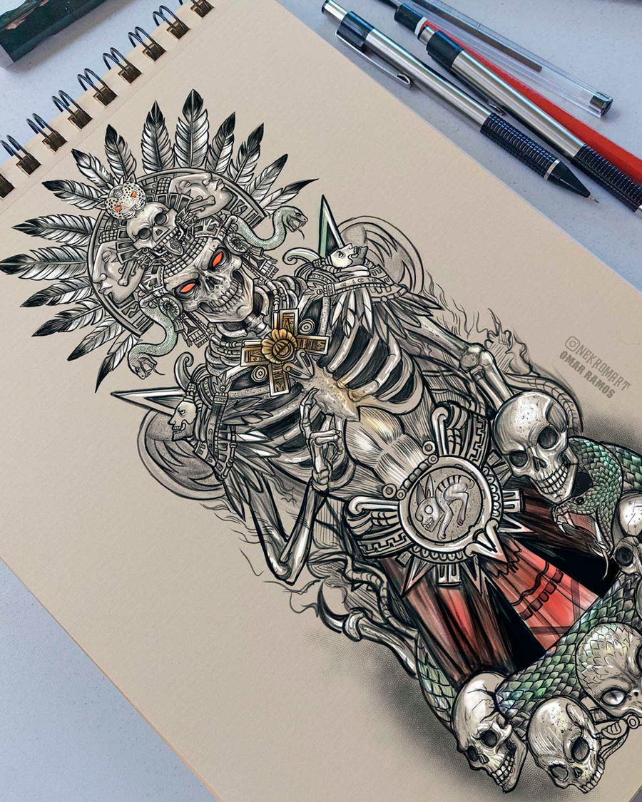 Trditional Drawing Mictlantecutli drawing by Nekromart on DeviantArt