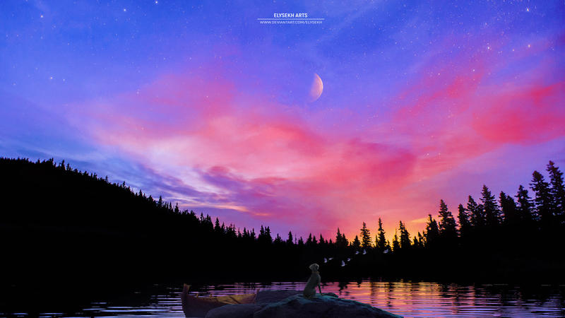 A sunset on the lake