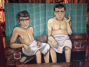 Rod Serling and Jack Webb in the Sauna