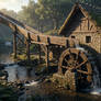 Old wooden waterwheel.