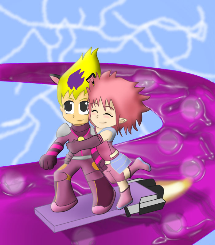 Odd and Aelita slide