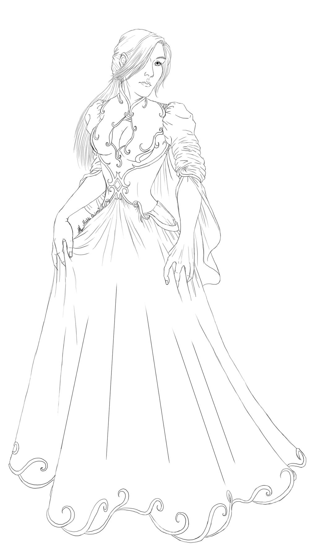 Line Art  - Dhonia in a gown