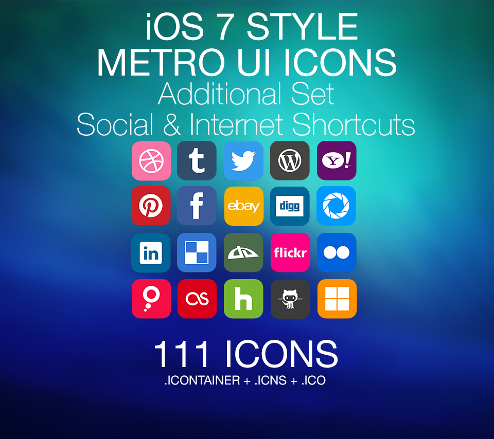 iOS 7 Style - Metro UI - Social Media and Internet