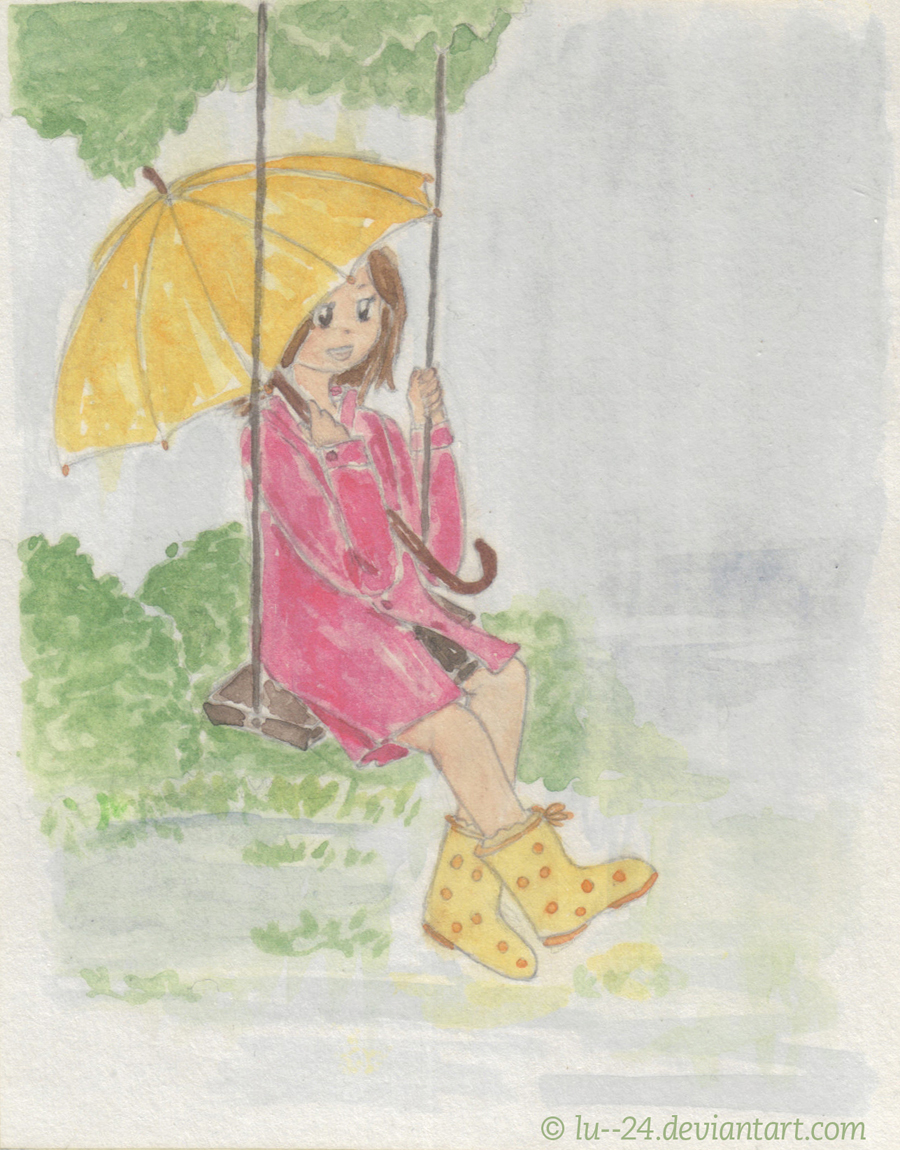 A swing in the pouring rain