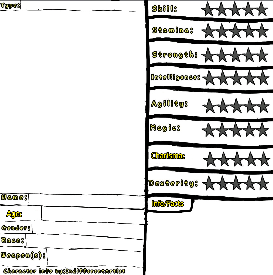 Character Info/Stats Template by IndifferentArtist on DeviantArt