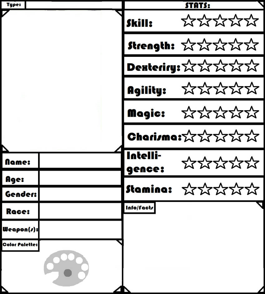 Character Info/Stats Template by IndifferentArtist on DeviantArt
