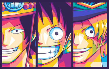 Sanji, Luffy, Zoro, Popart