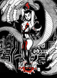 Kabuki and Dragon by ArtL2000