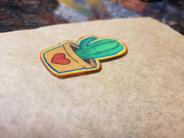 Shrinky Dink potted cactus - post bake side view 2