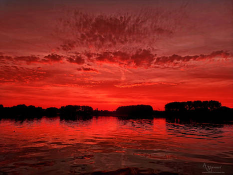 red landscape sloterplas Amsterdam Netherlands