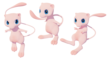 Mew as rendered throughout the years