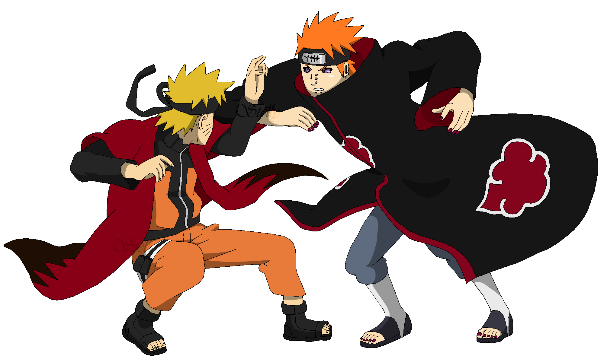 Desenho Naruto vs Pain by llucass on DeviantArt