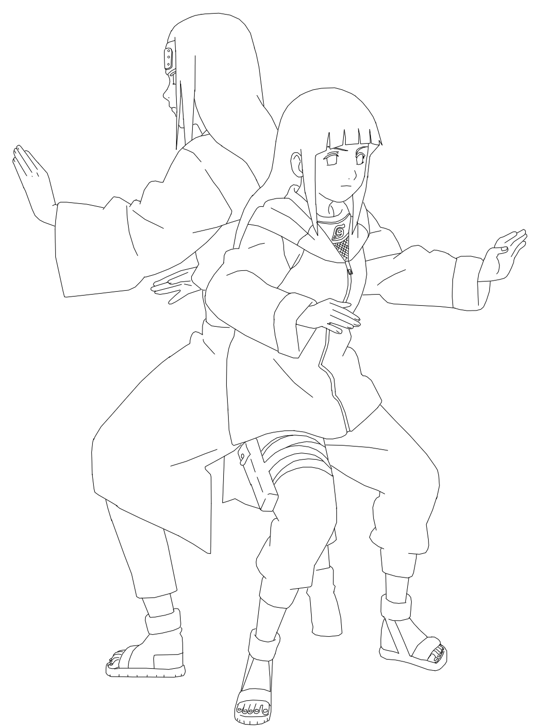 Neji e Hinata Hyuuga - lineart