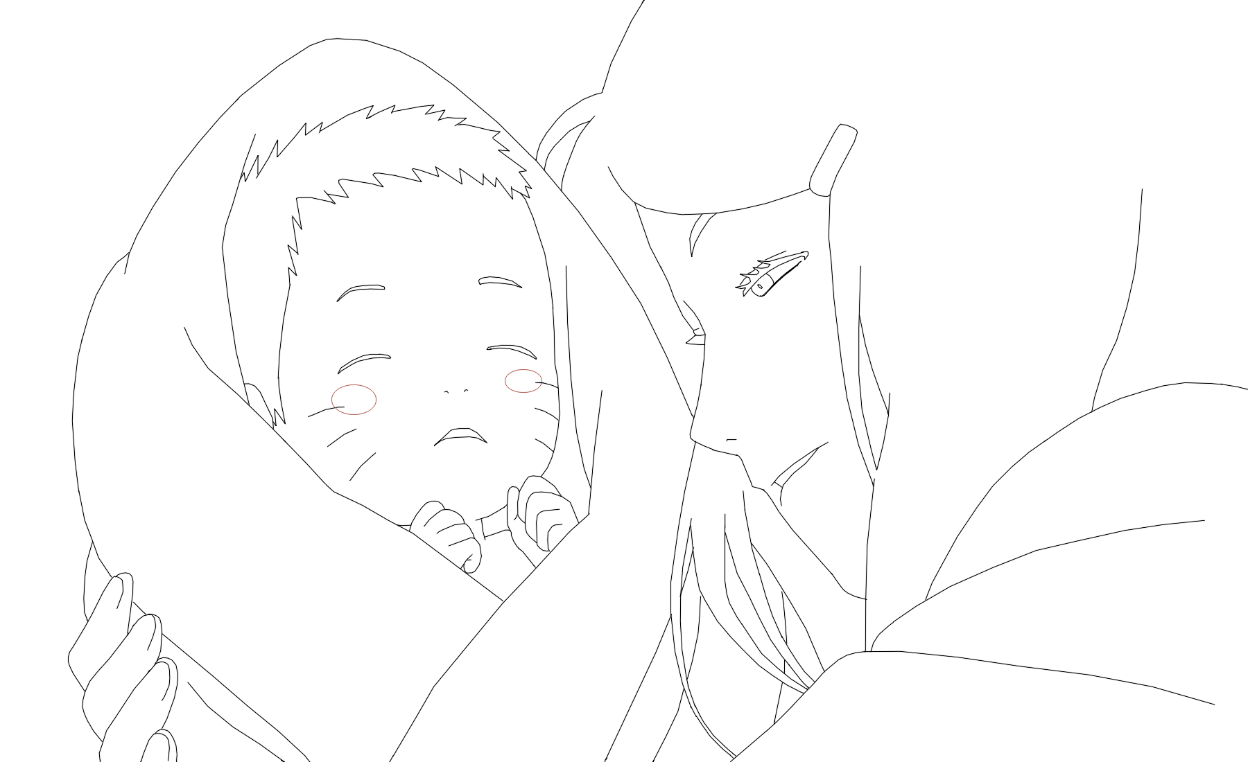 RTN version Kushina and Naruto - Lineart