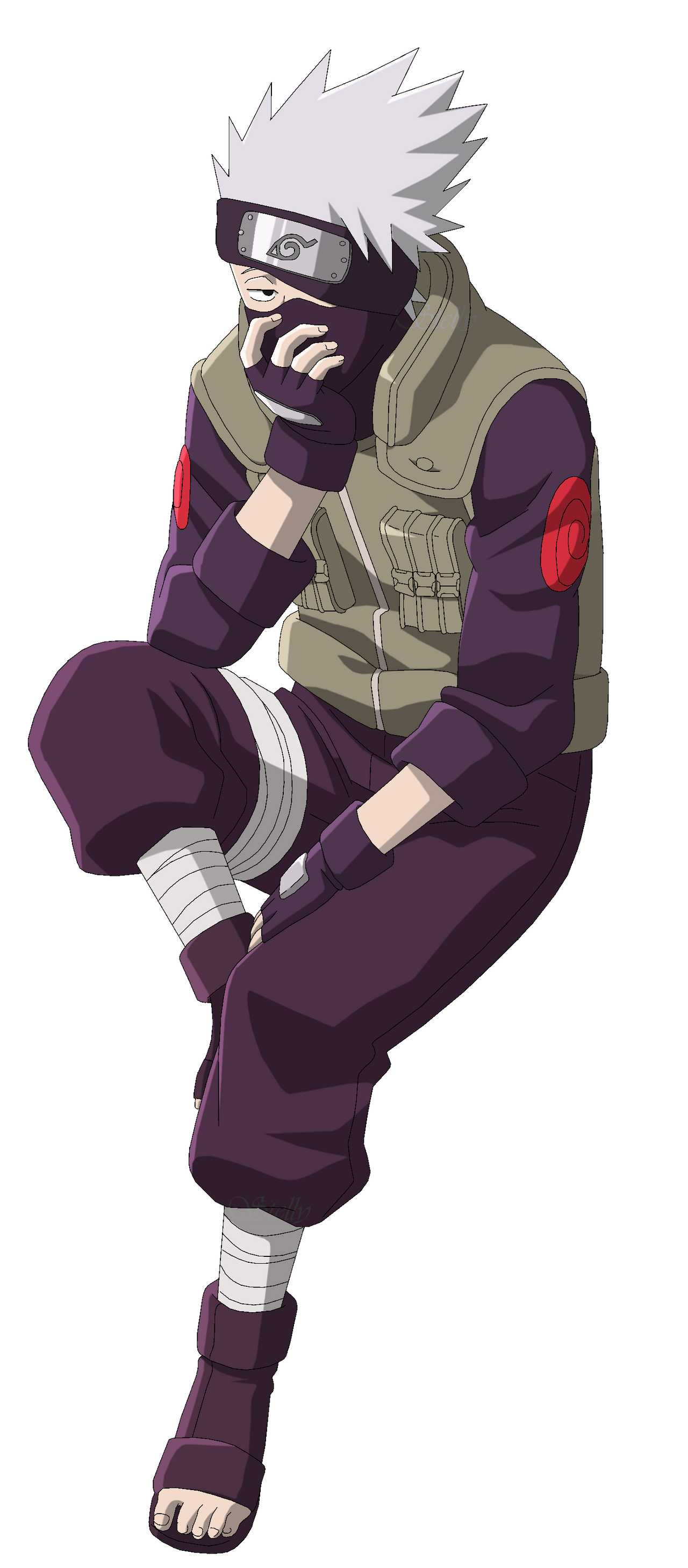 Kakashi Hatake Sitting Lineart Colored by DennisStelly on DeviantArt
