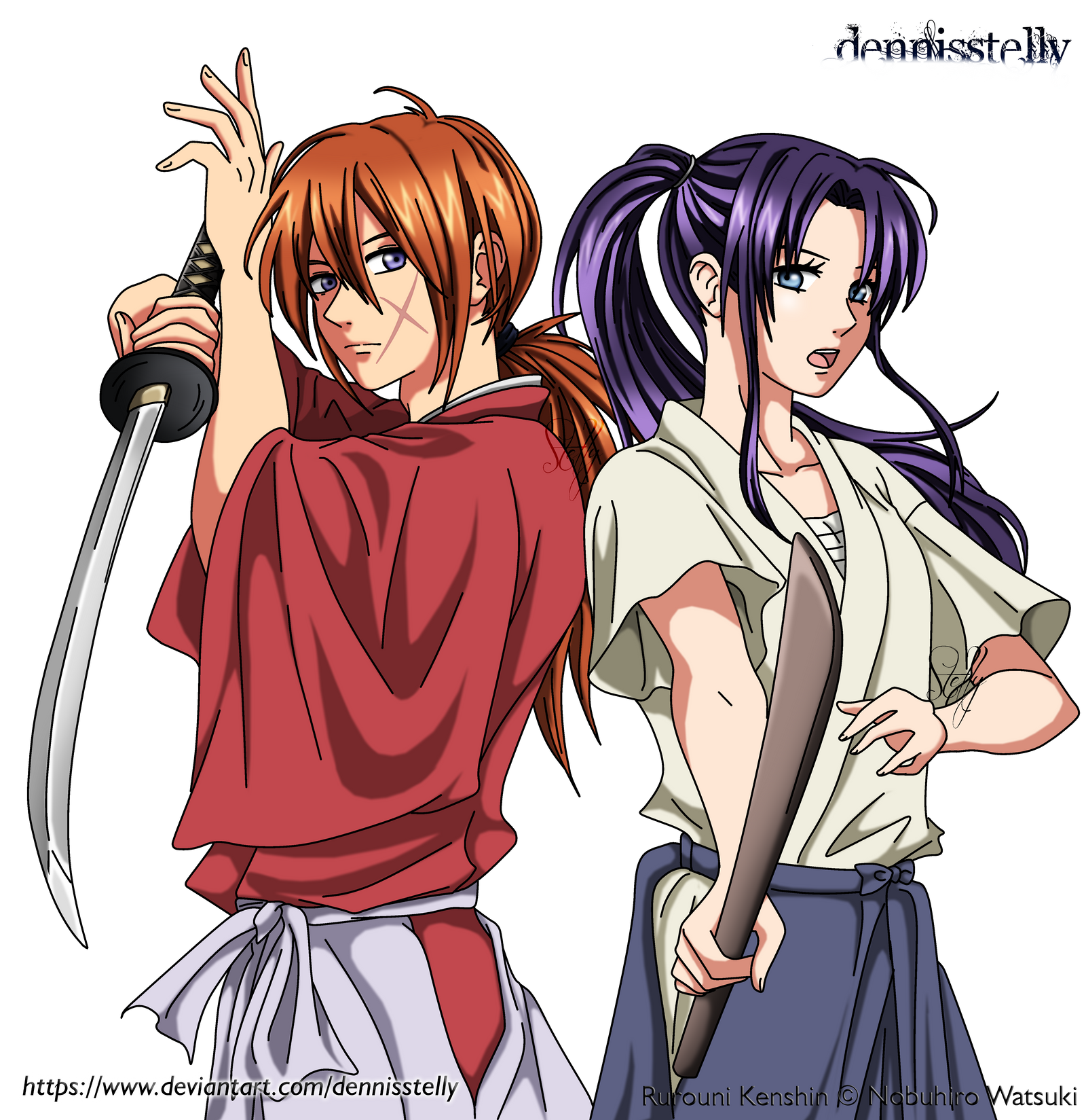 Kenshin and Kaoru - Colored by DennisStelly on DeviantArt