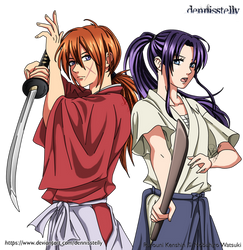 Kenshin and Kaoru - Colored