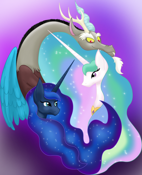 Simply Luna, Celestia And Discord