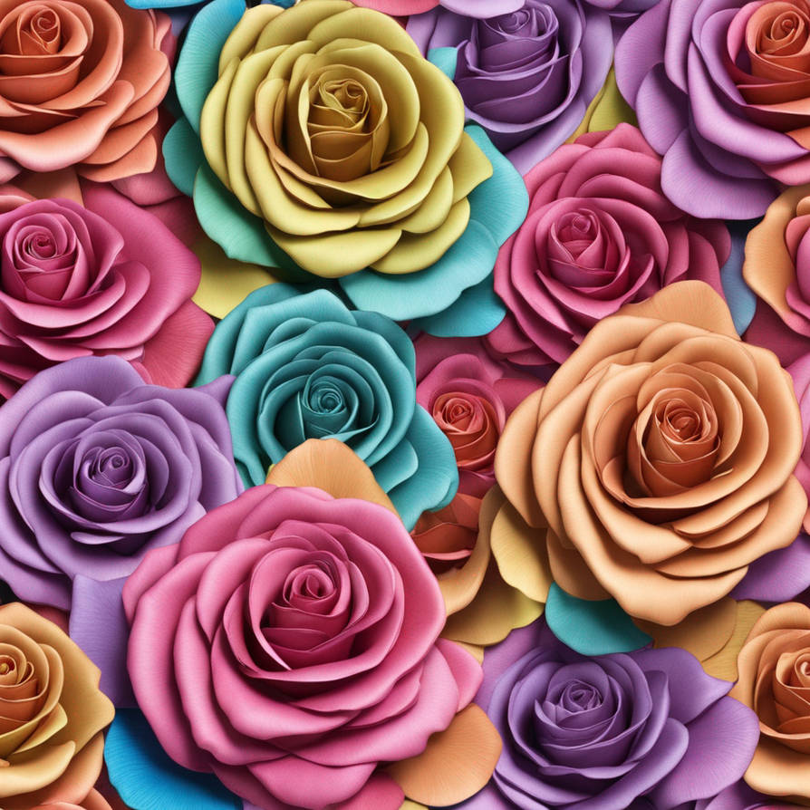 Rainbow Color rose seamless Pattern by Rondasdesigns on DeviantArt