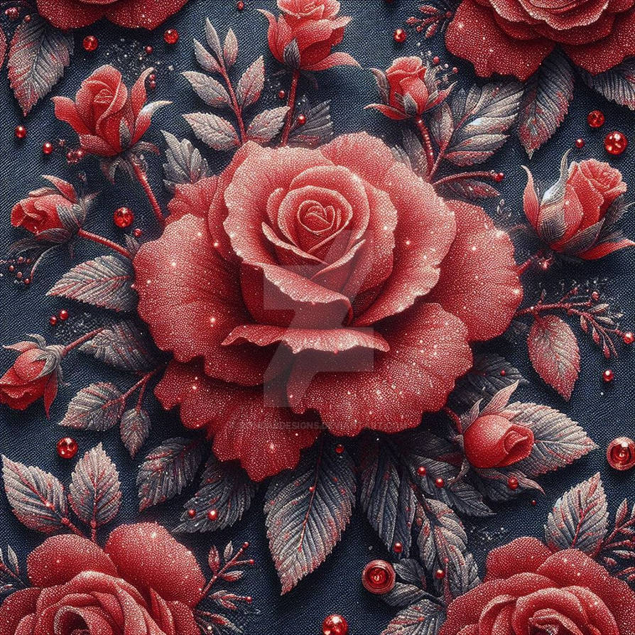 Pattern Rafi Rosed Denim Red Rose Seamless Pattern-3 by Rondasdesigns on DeviantArt