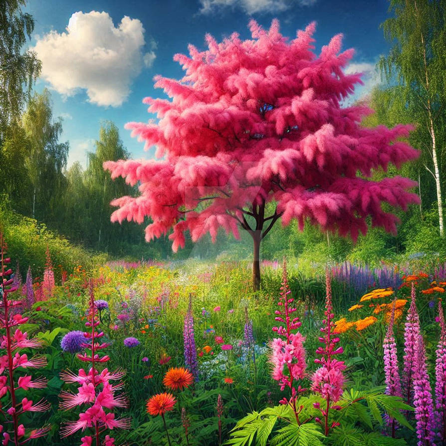 Pink Love Tree Pattern 9 by Rondasdesigns on DeviantArt