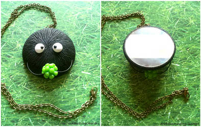 Handmade Polymer Clay Soot Sprite Mirror Necklace! by mattiemazingcharms