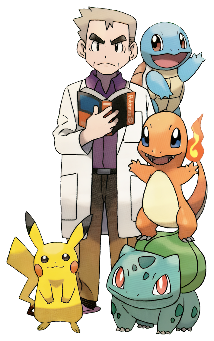 Professor Oak_With 4 Kanto Starters by HILSONITY on DeviantArt