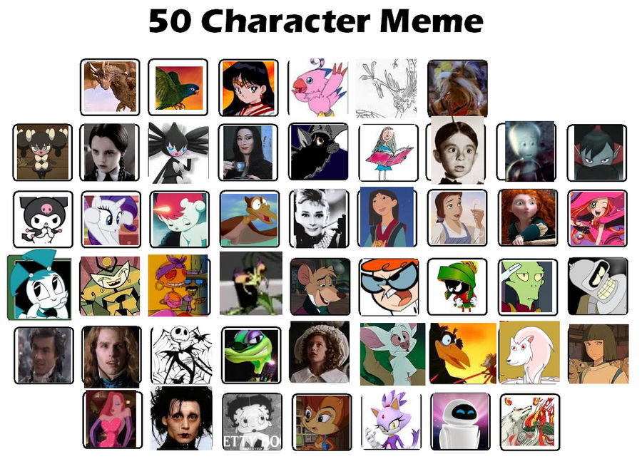 Meme Chacter Top 50 characters meme by Roses-and-Feathers on DeviantArt