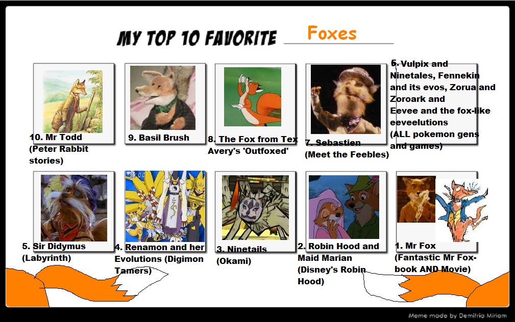 My top 10 personal favourite foxes