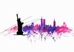 NYC watercolor skyline by Sokovikova-Art