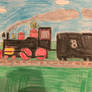 Steam Locomotive Pulling a Freight Train Colorized