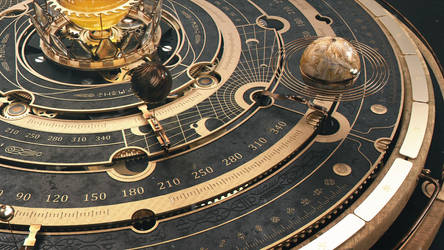 Steampunk Astrolabe / Orrery Table Close-up 2
