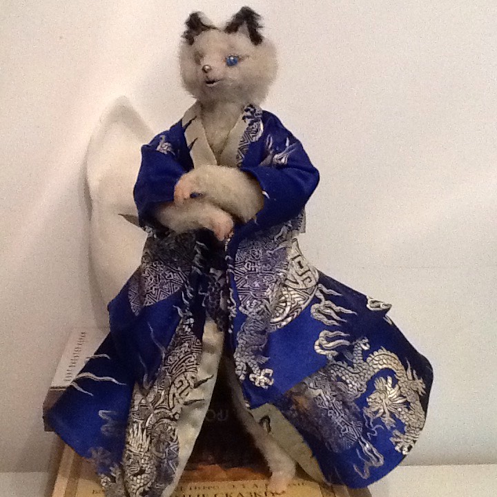 Kitsune fox, japan folk, Poseable sculpture, 12,5