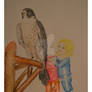 Peregrine falcon and the kid Elvin