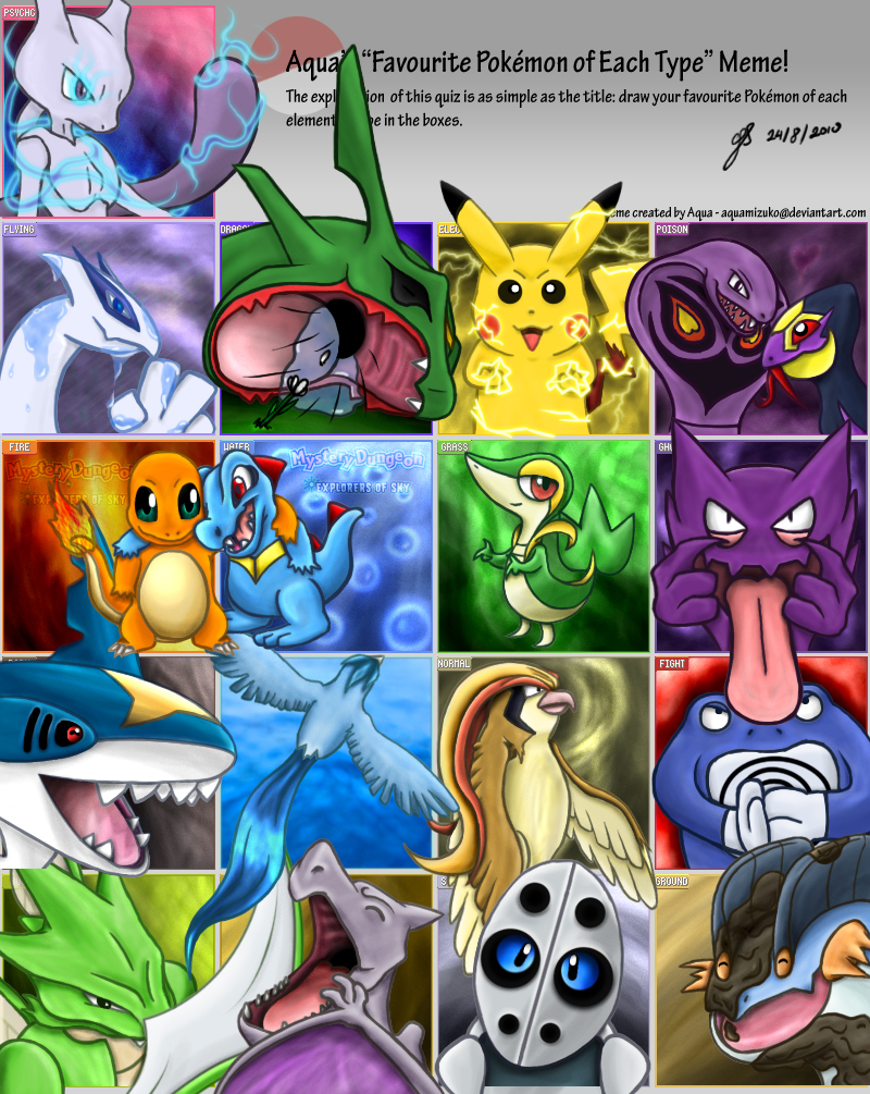 Which is your favourite Pokémon of each Elemental Type?