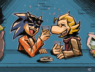 Rayman and Sonic in a Bar (Ramon and Ugly Sonic)