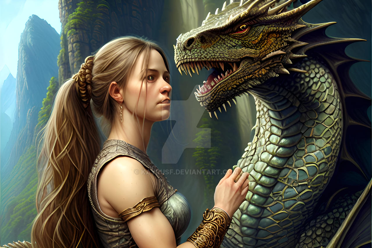 Fantasy Girl And Dragon (HQ) by fabbelabbe8 on DeviantArt