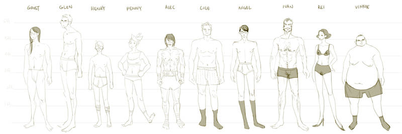 Underwear Lineup of Cerebral Notice Characters