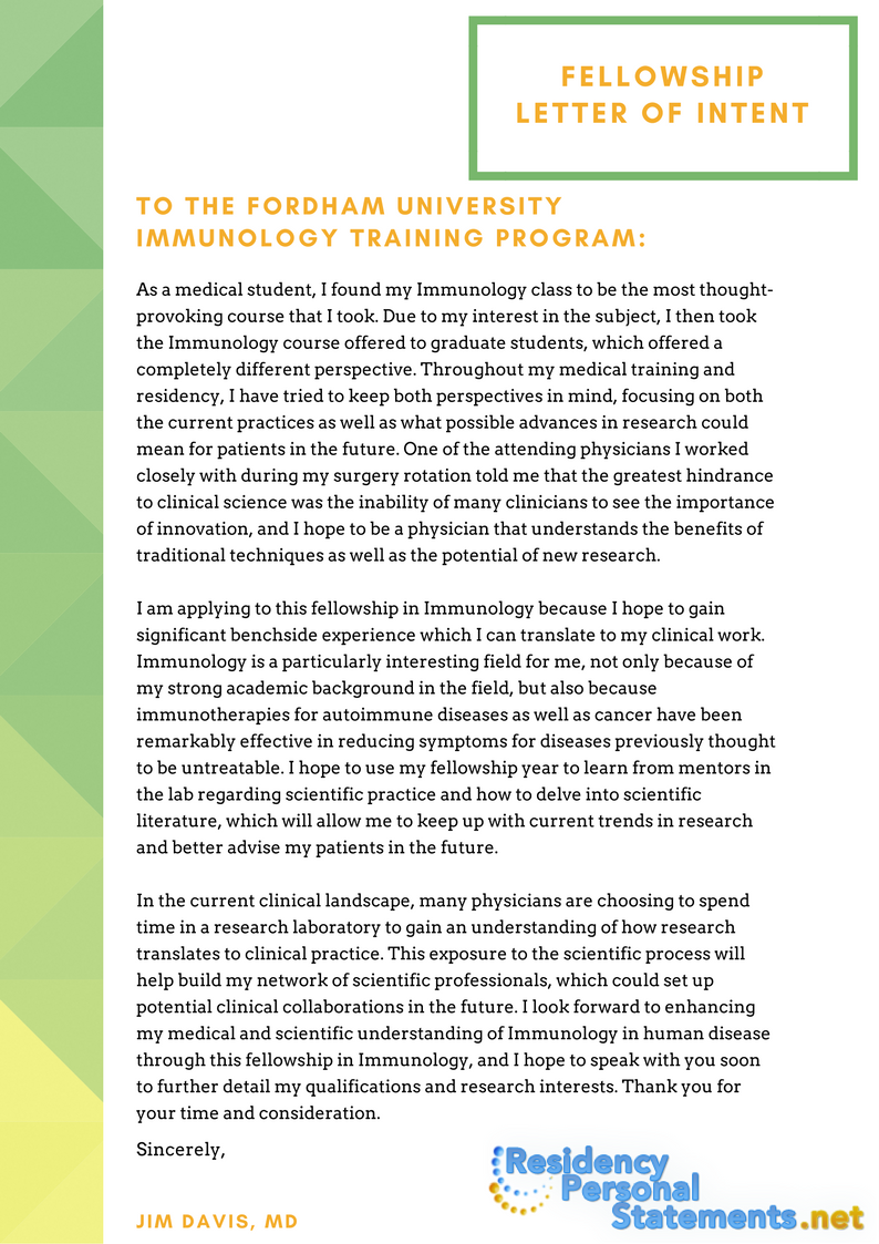 Fellowship Letter of Intent Example by ResidencyAdmissionUK on DeviantArt